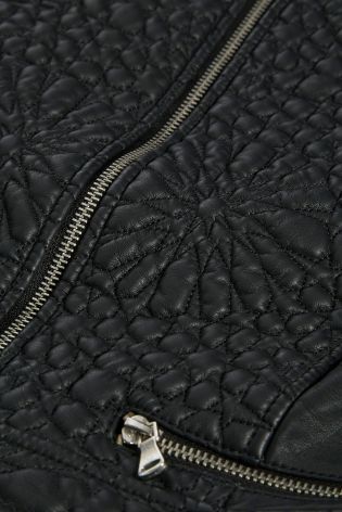 Black French Connection Medina Stitch Faux Leather Jacket
